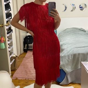 Red Fringe Vintage Flapper Dress
